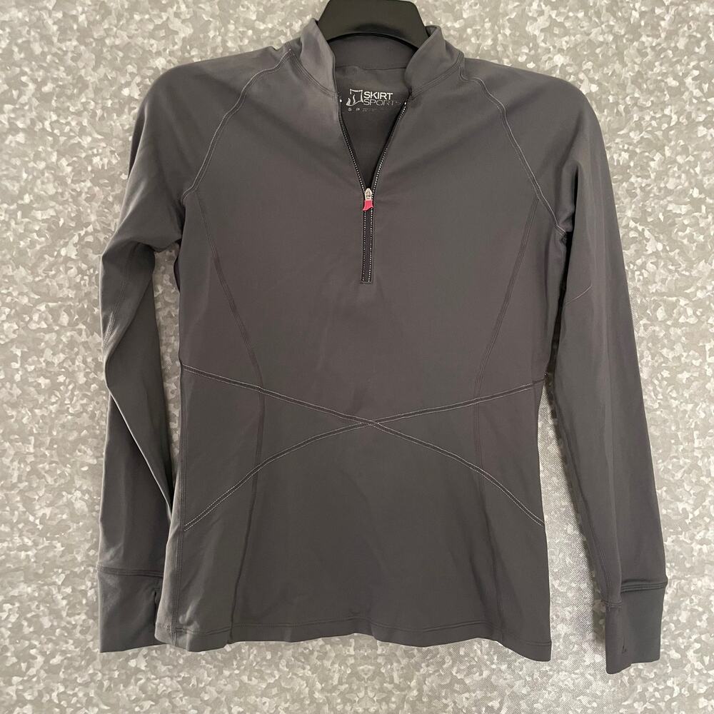 Skirt Sports Gray 1/2 Zip Pullover Activewear Jacket - Size Small - Thumbholes